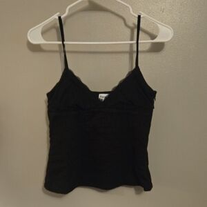 Princess Polly Black Lace Trim Pinstripe Camisole